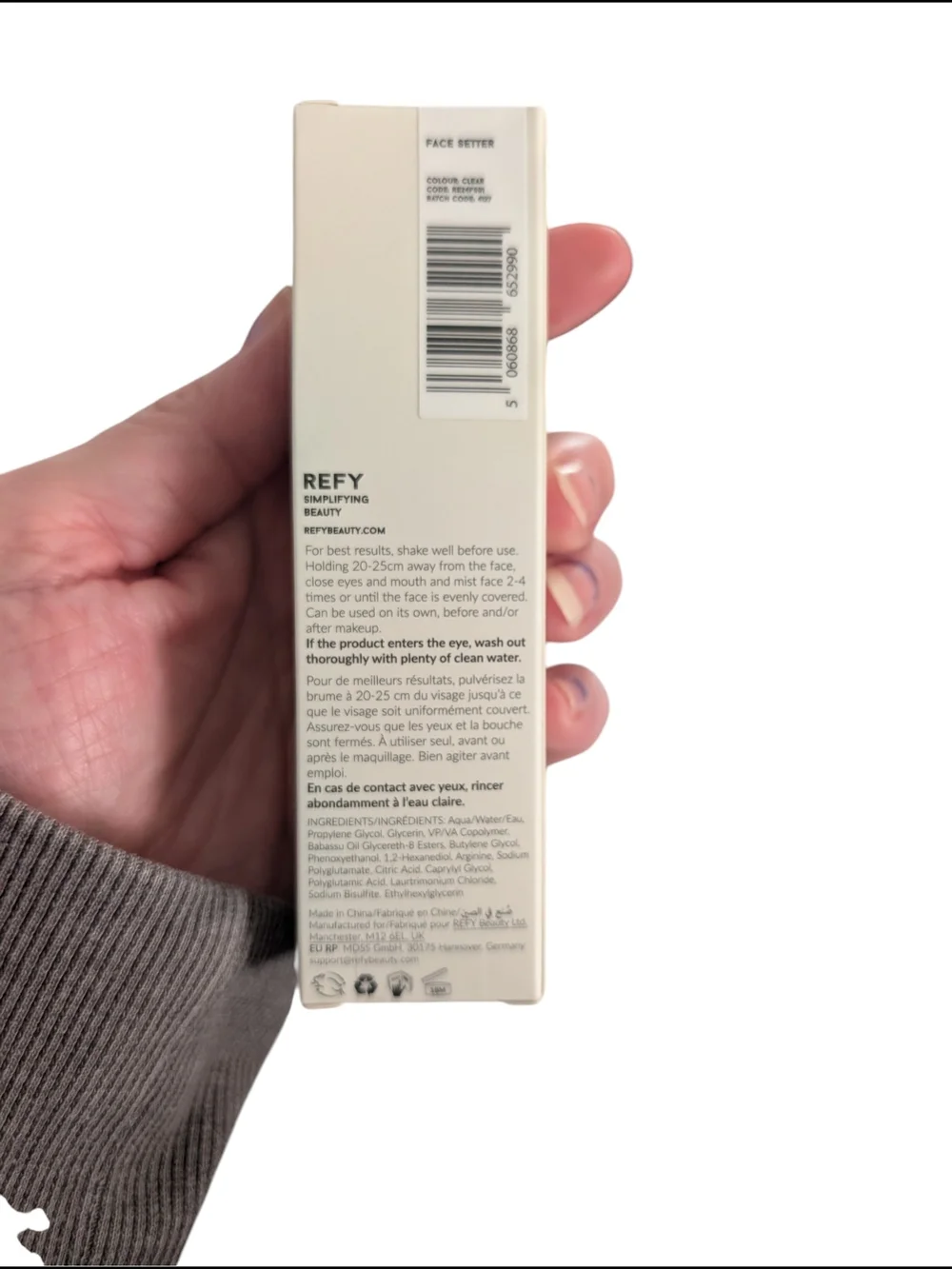 New REFY Face Setter - Setting Spray, Clear